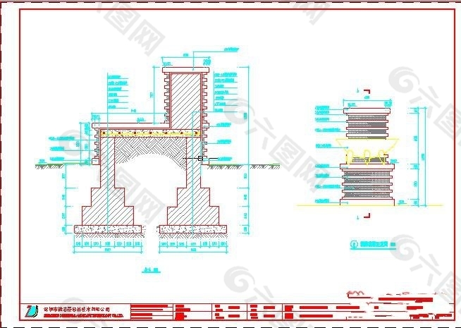 装饰花墩正立面及剖面