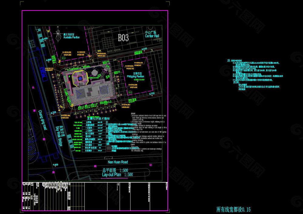 泰国馆总平面图cad图纸