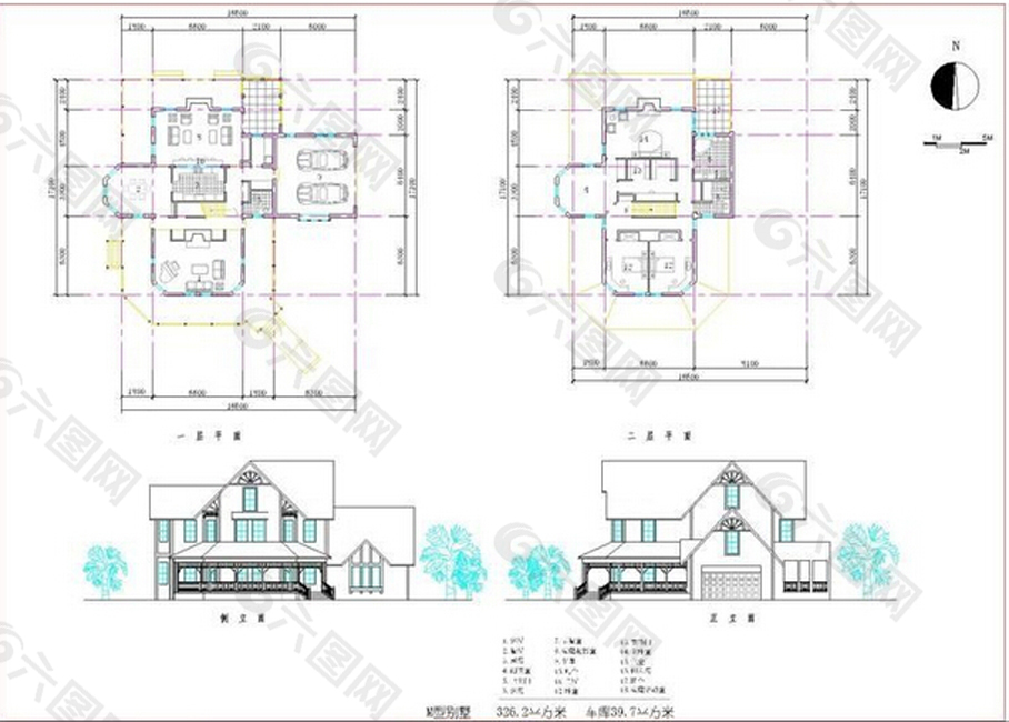欧式二层别墅CAD图纸