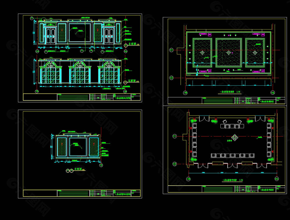 一层会客厅立面cad图纸