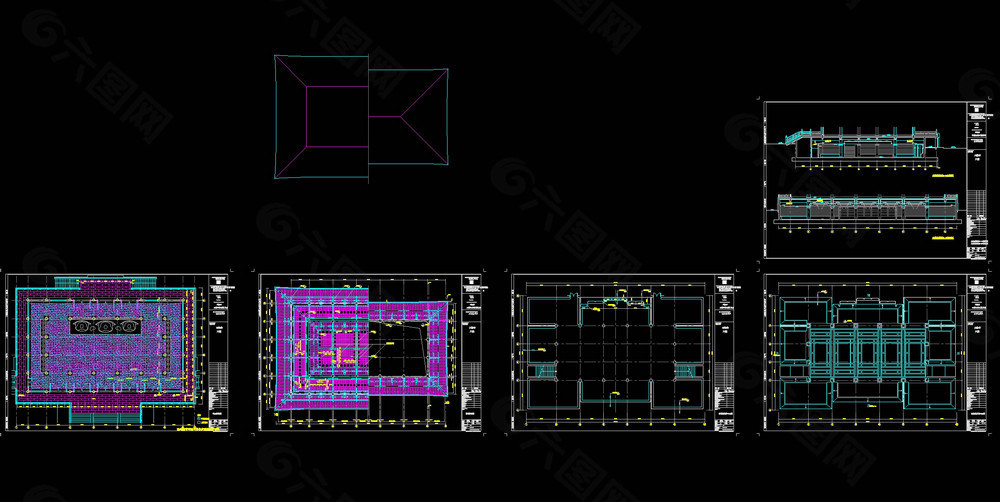寺庙主配套建筑cad图素材