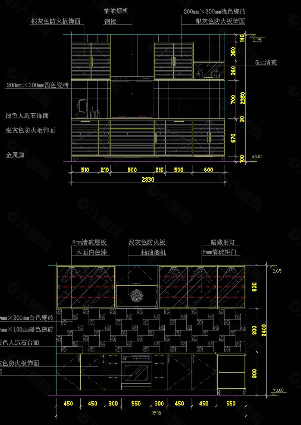 厨房cad图纸