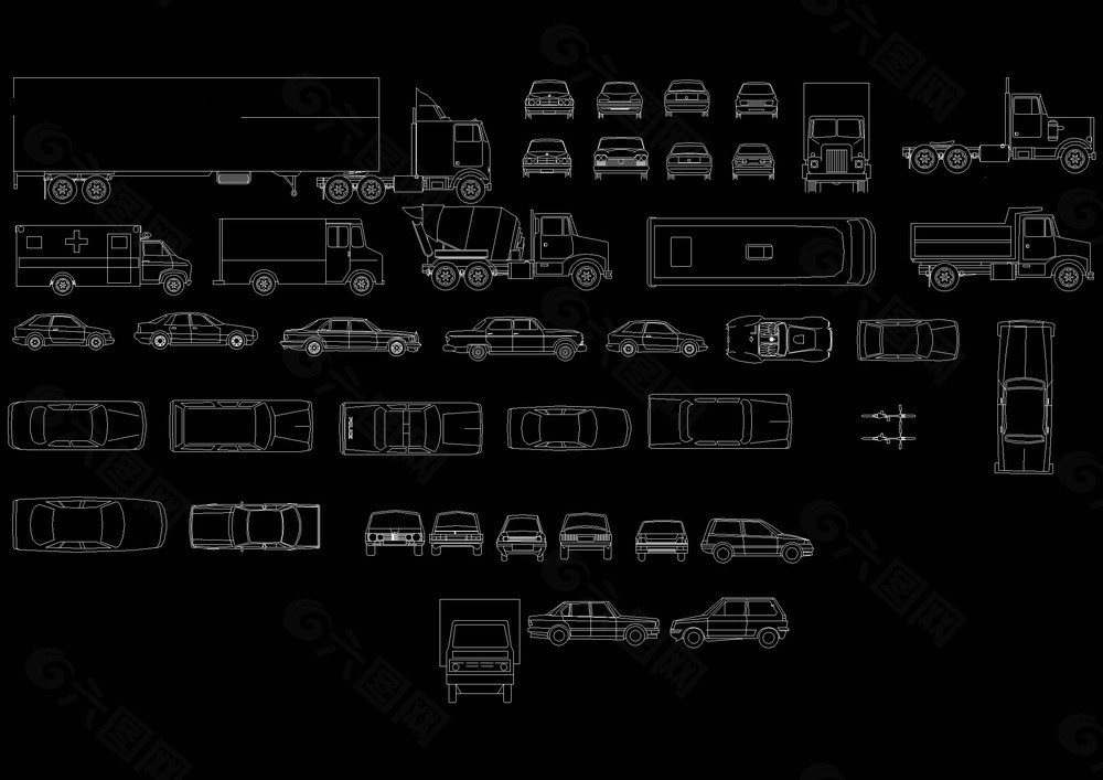 各种车CAD立面图库