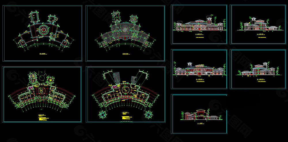 会所建筑施工图cad图纸