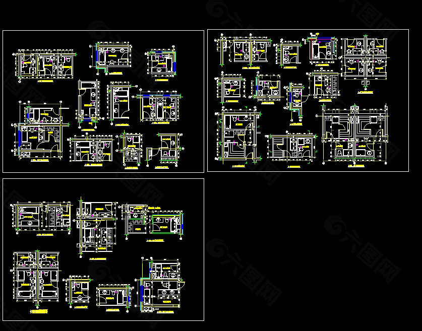 卫生间大样图集cad图纸