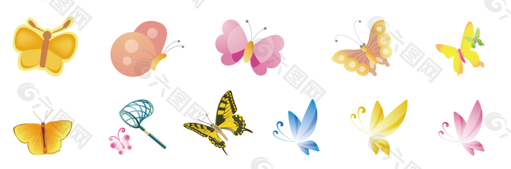 十一款矢量小蝴蝶设计素材ai源文件