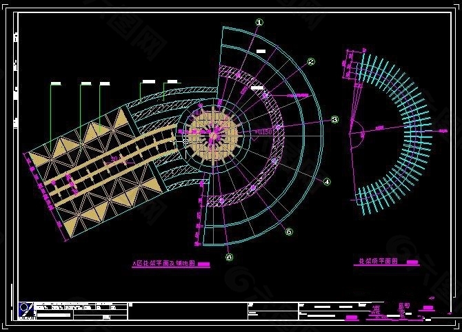 A区花架平面图及顶平面图
