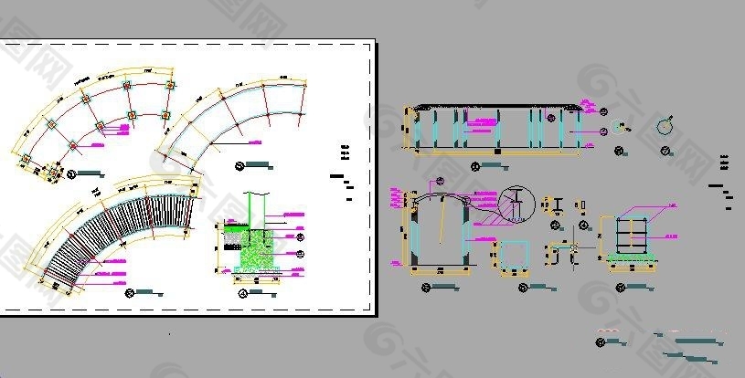 特色弧形廊架详图