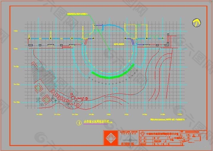 会所前水池网格放样图