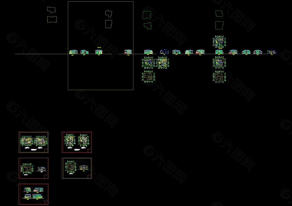 多套别墅建筑施工图cad图稿