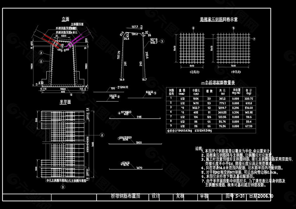 桥墩钢筋布置图cad图纸
