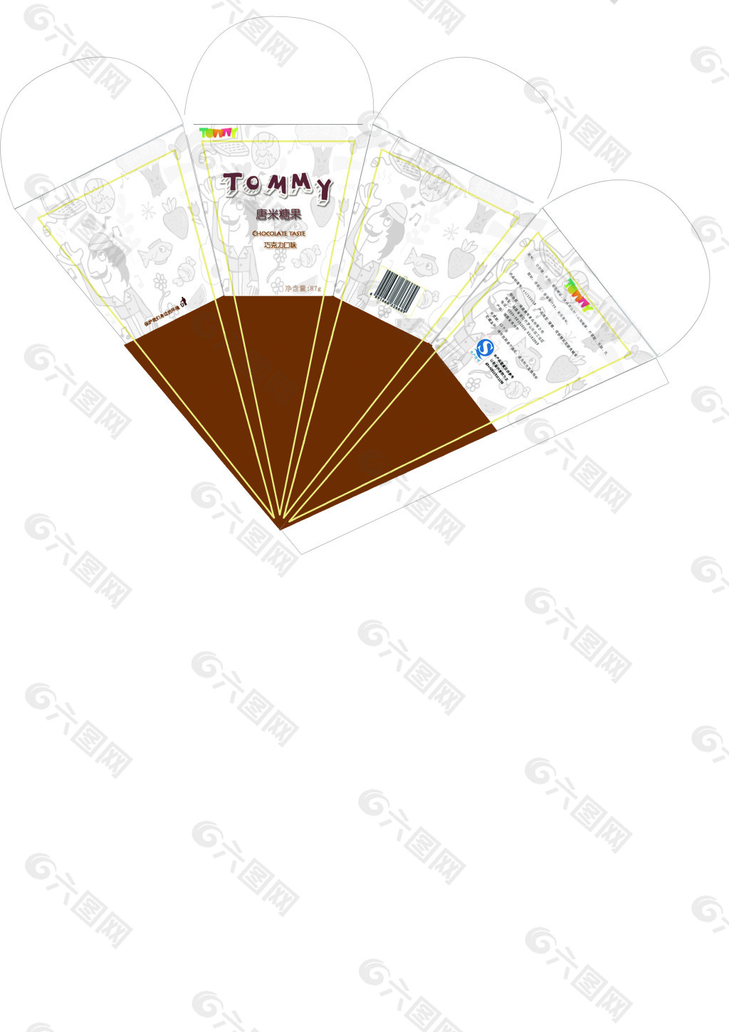 包装设计糖果甜筒包装展开图平面广告素材免费下载