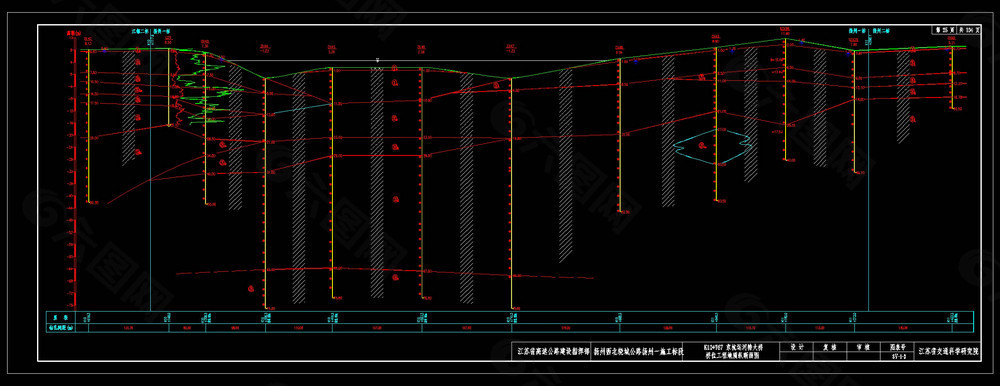 京杭运河特大桥桥位工程地质纵断cad图纸