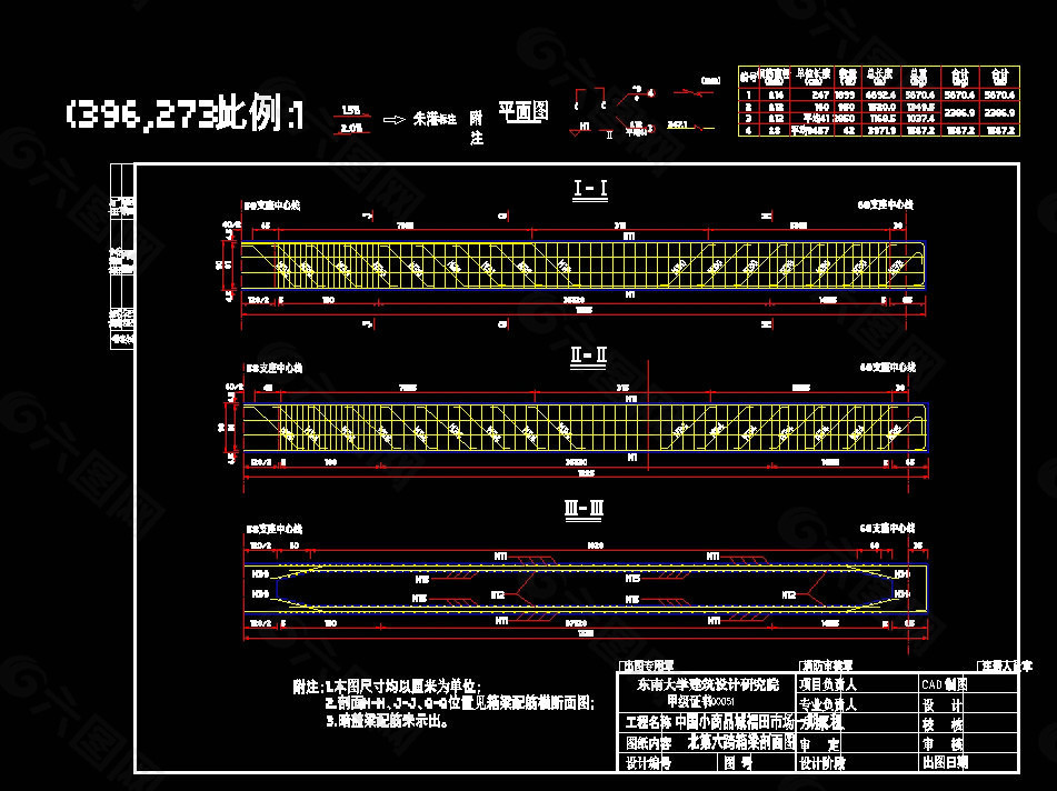 北箱梁第六跨剖面图cad图纸