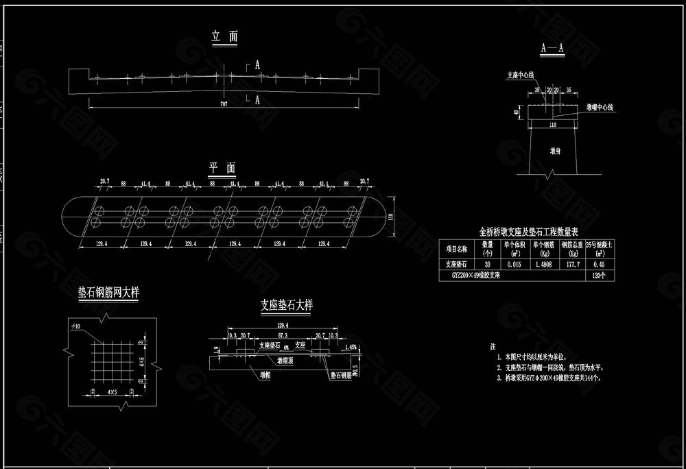 桥墩垫石cad图纸
