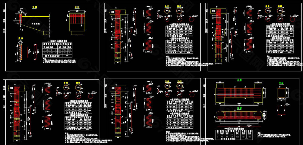 桥墩钢筋构造cad图纸素材