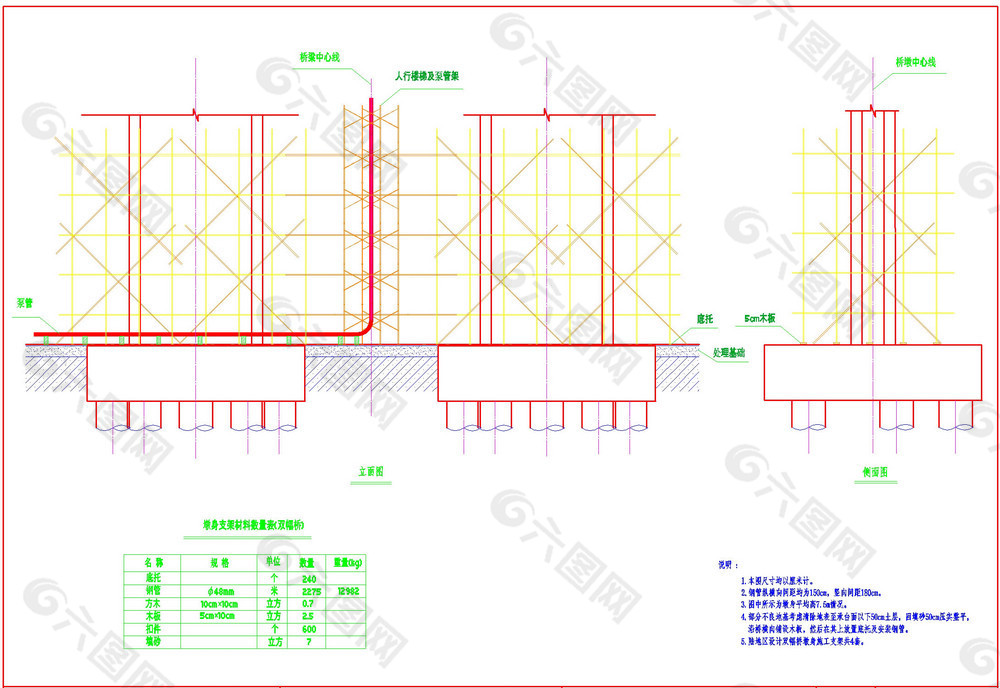 墩身支架图cad图纸