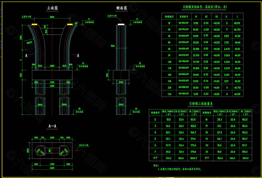 引桥墩构造cad图纸