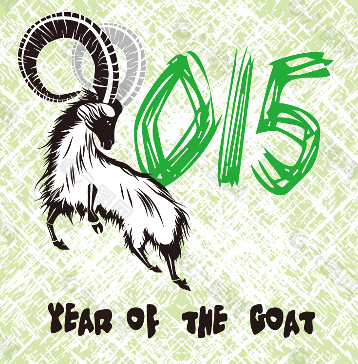 2015手绘风格山羊背景新年矢量素材