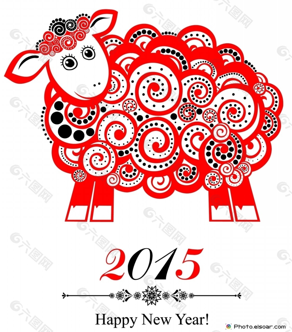 happy new year 红色 羊