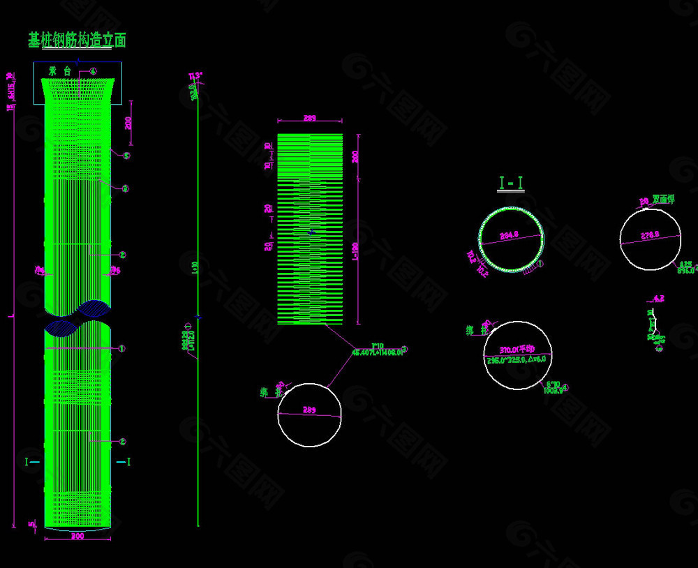桩基钢筋构造图cad图纸