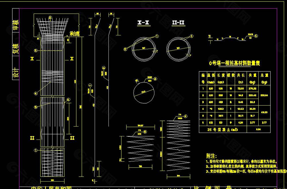 桩基钢筋构造cad图纸