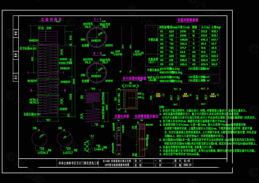 桥台桩基钢筋构造图