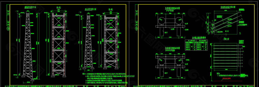 钢管桁架扣索体系cad图纸
