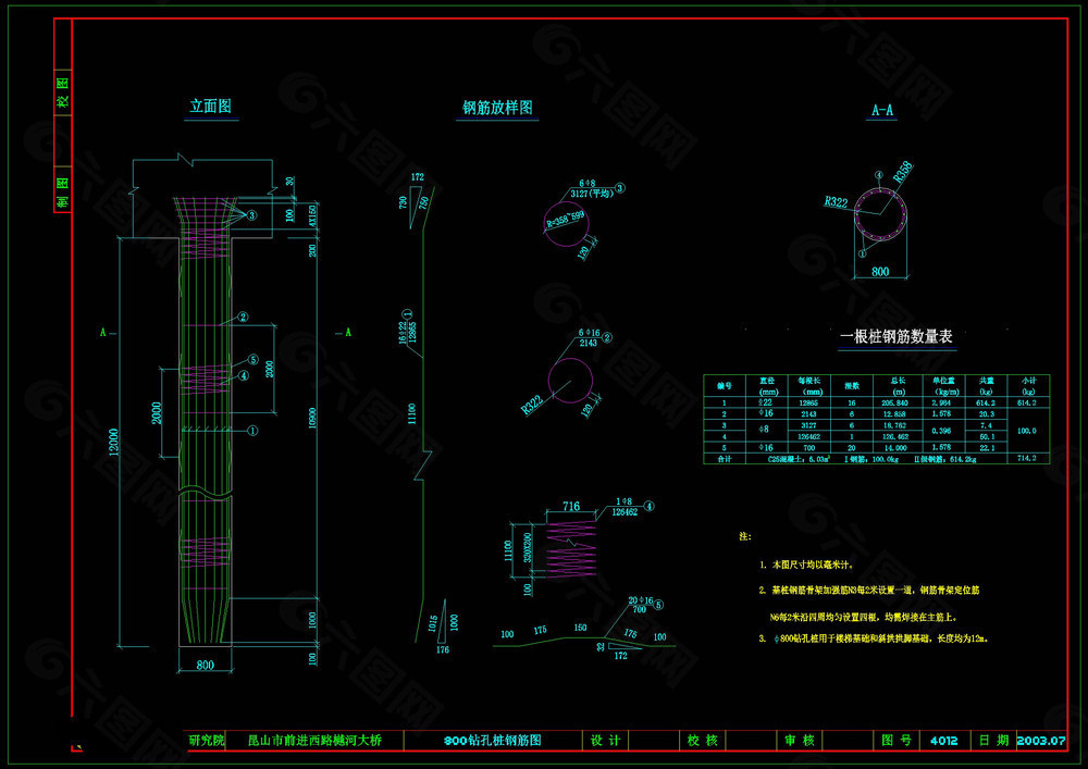 直径800钻孔桩钢筋图