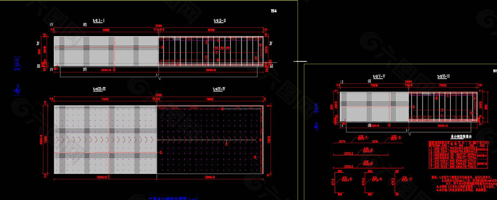 主塔承台钢筋布置图cad图素材