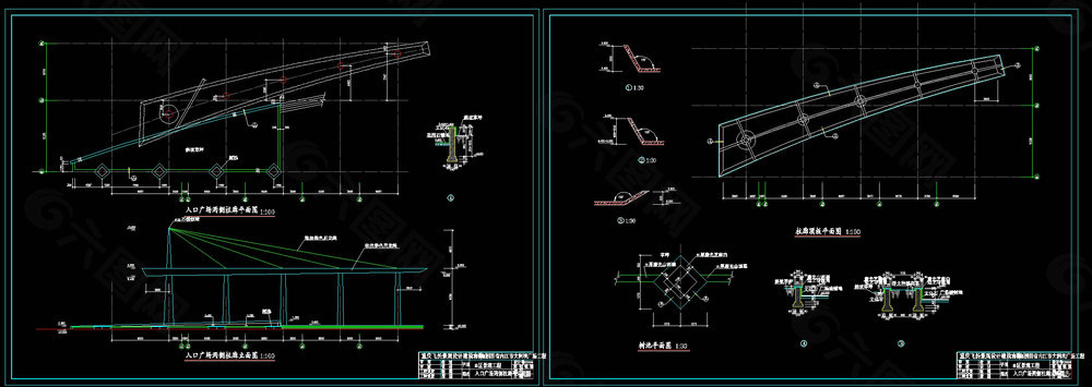 入口柱廊cad图纸