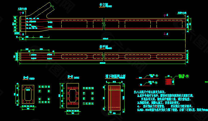 主桥系杆预应力钢束布置cad详图素材