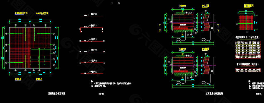 过渡承台钢筋构造cad图素材