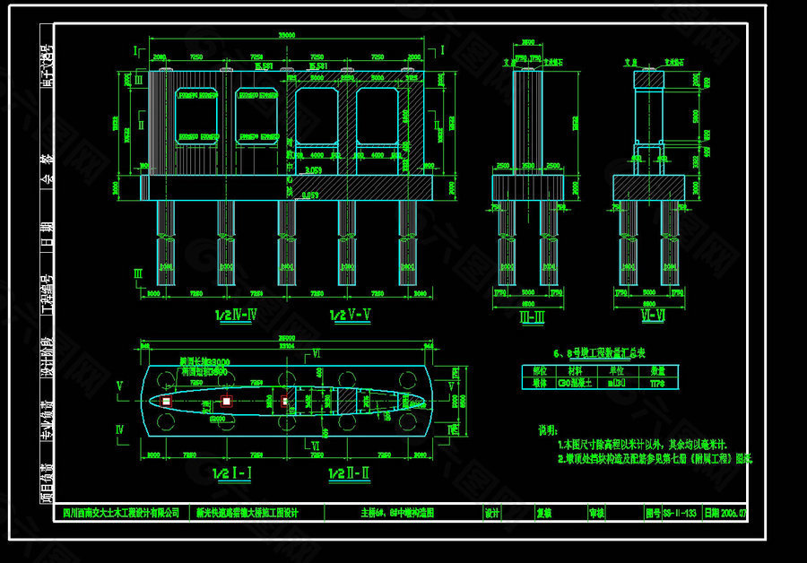 中墩构造图cad图纸