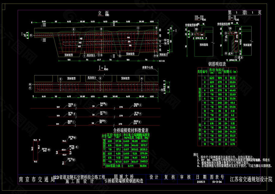 引桥箱梁端横梁钢筋构造cad详图素材