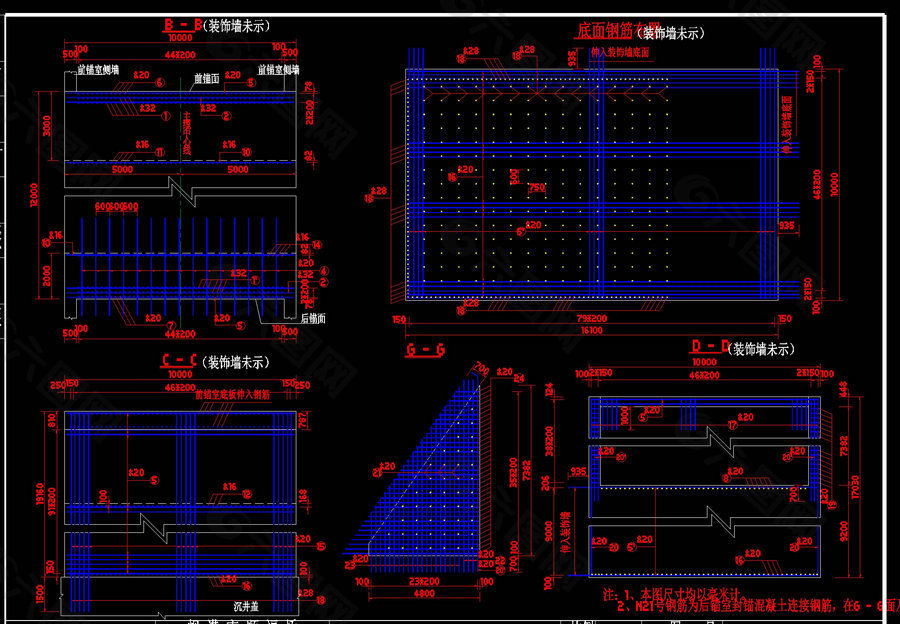 东锚碇锚体钢筋图cad图纸