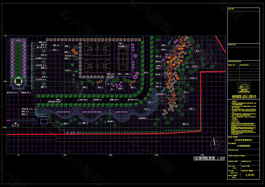 区植物配置图cad图纸