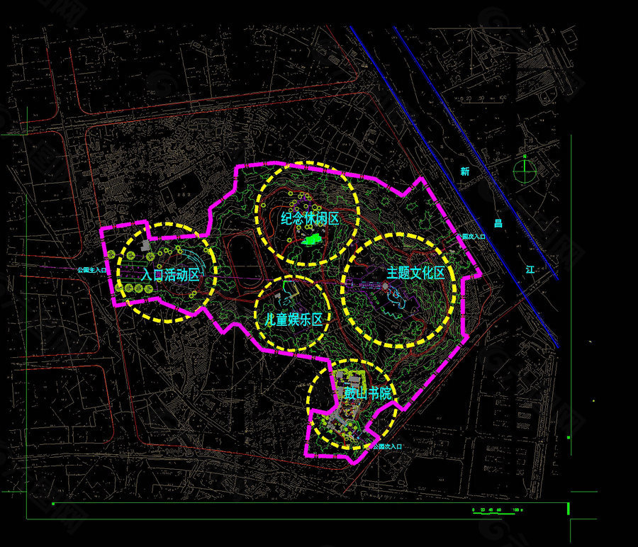 新昌鼓山公园cad图纸素材