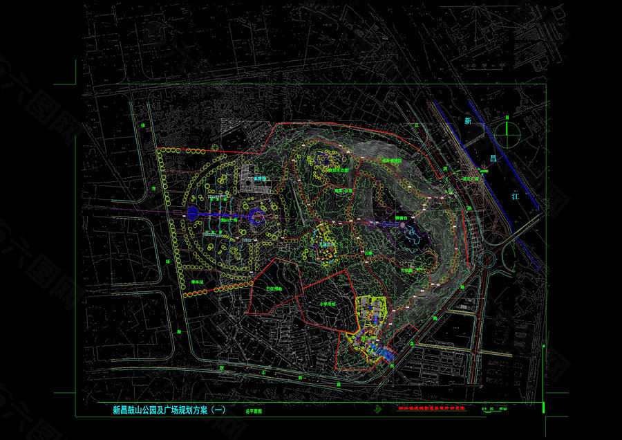 新昌鼓山公园cad图纸