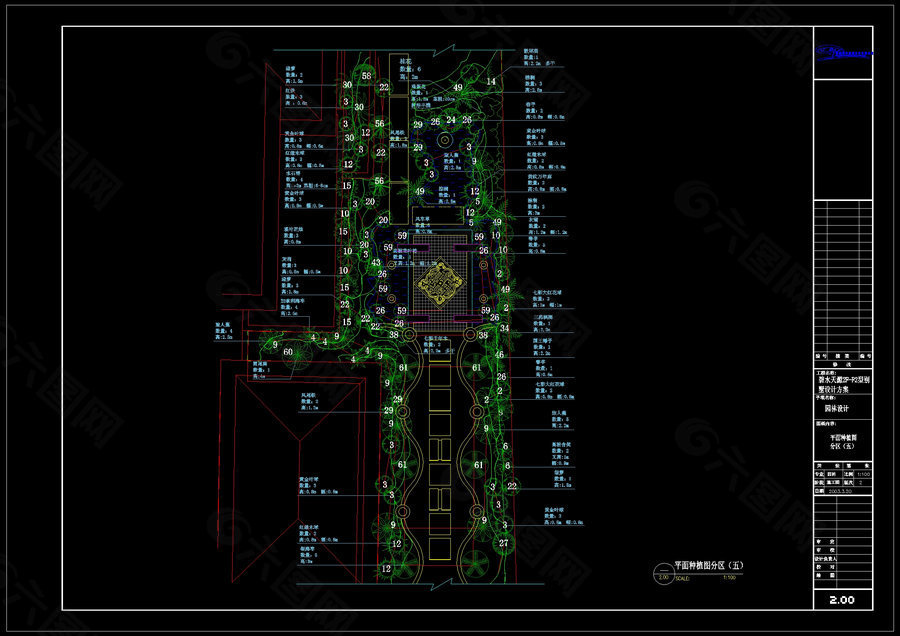 植物分区cad素材