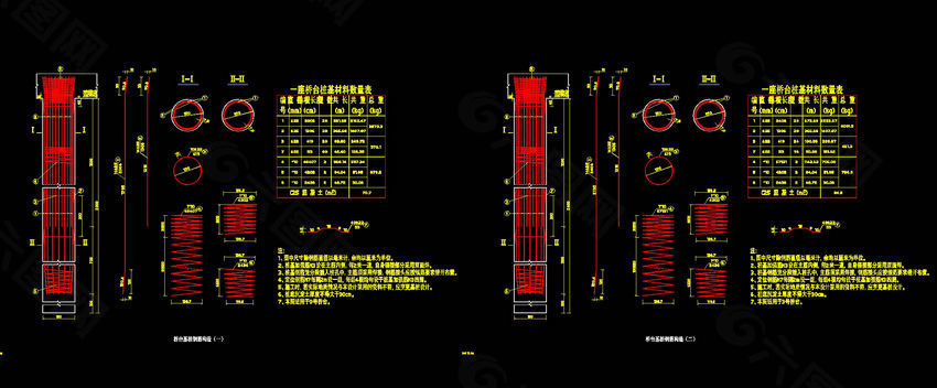 桥台基桩钢筋构造cad图纸