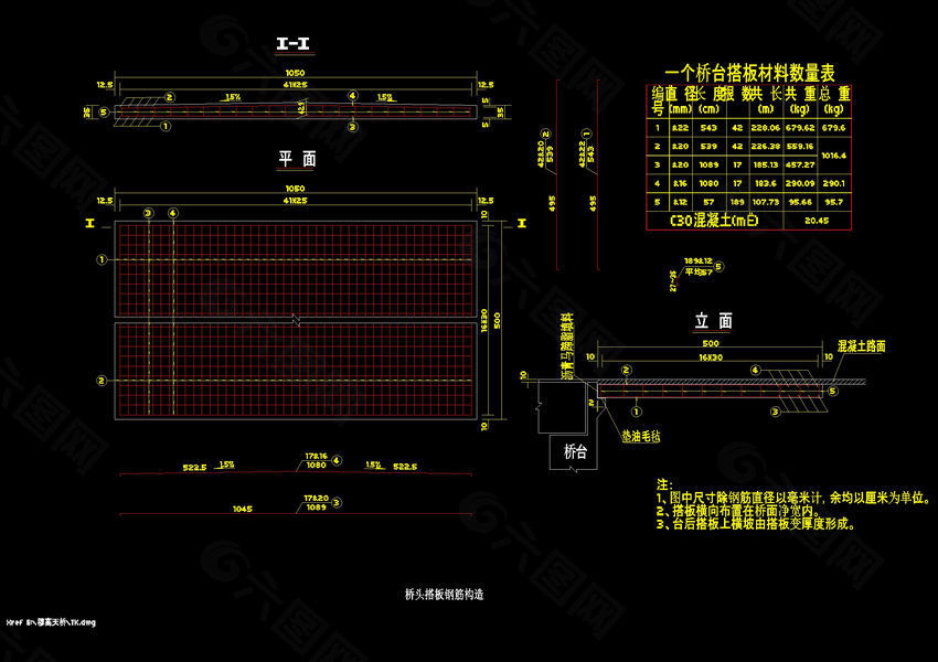 桥头搭板钢筋构造cad图素材