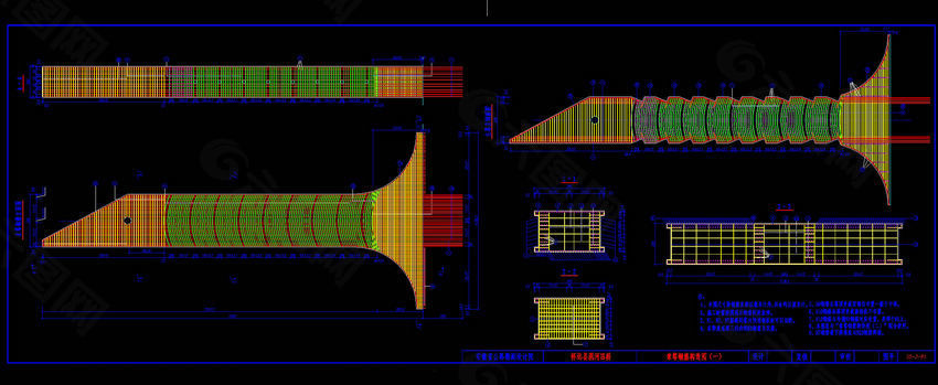 索塔钢筋构造图cad图纸