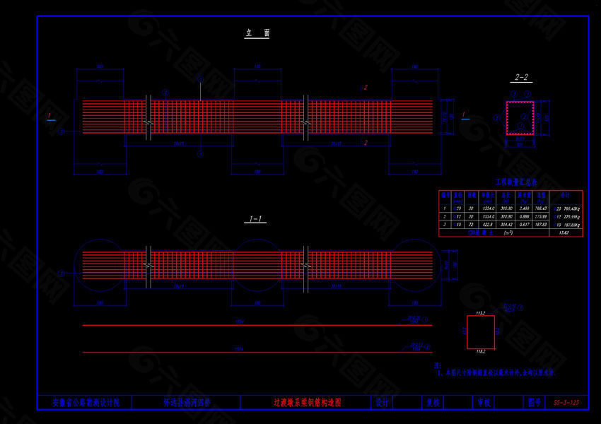 过渡墩系梁钢筋构造cad图纸