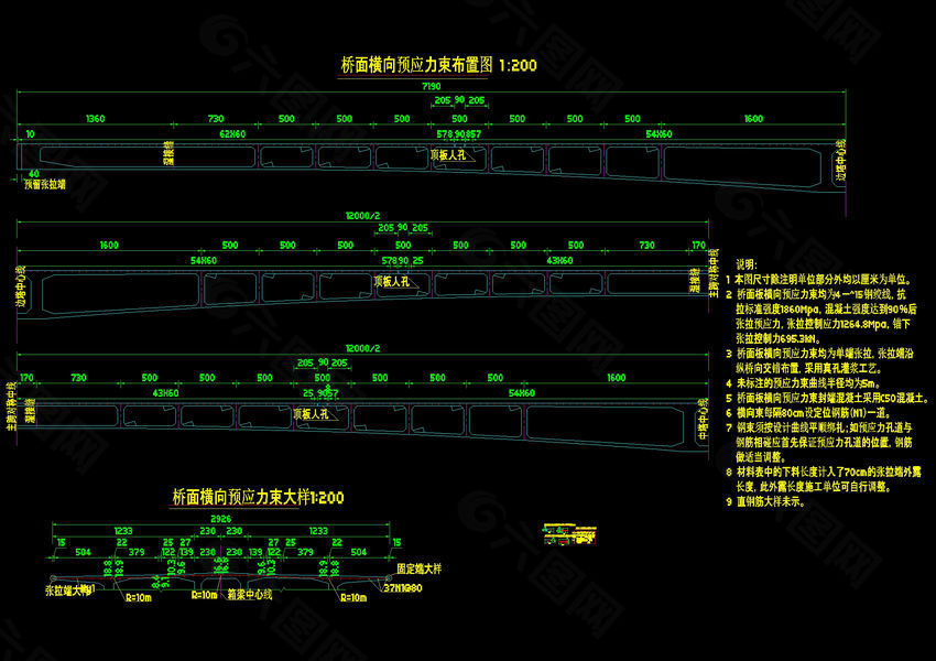 桥面板横向预应力钢束布置图