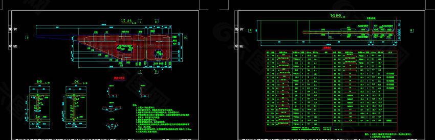 段号段横梁钢筋图cad图纸