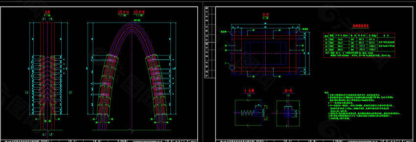 主塔锚区预应力图cad图纸