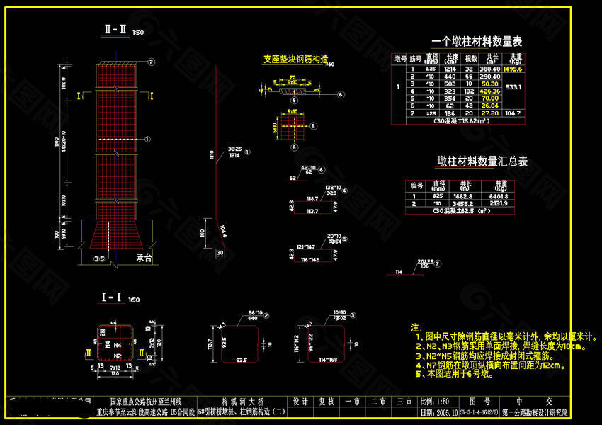 桥墩墩身钢筋cad图纸