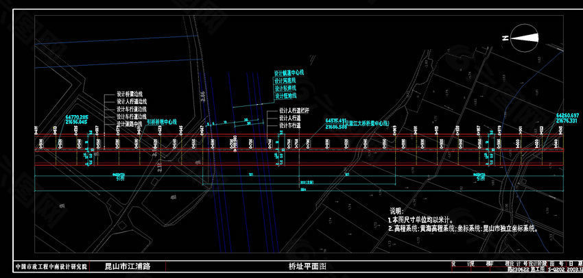 吴淞江大桥桥址平面图