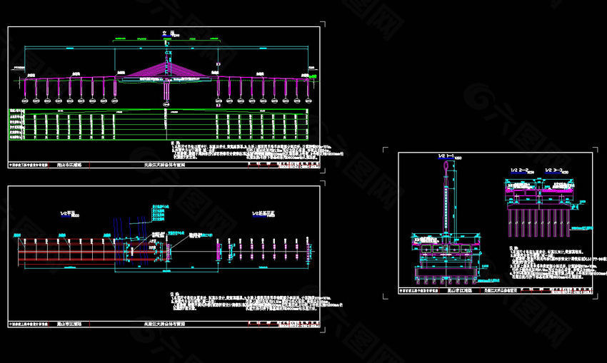 吴淞江大桥总体布置图cad图纸